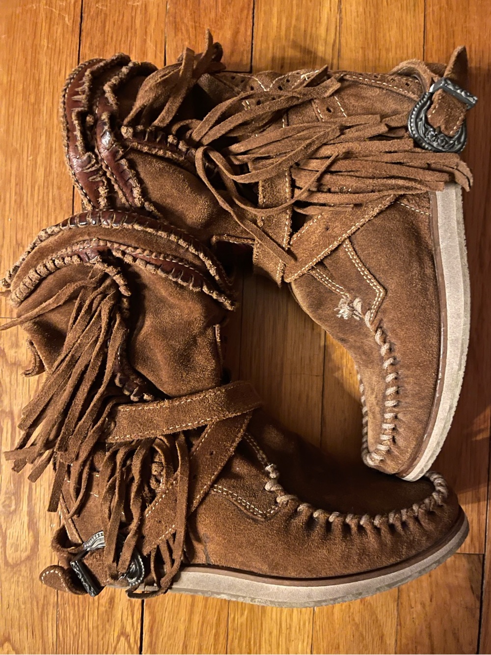 El Vaquero Fringe Suede Moccasin Boots